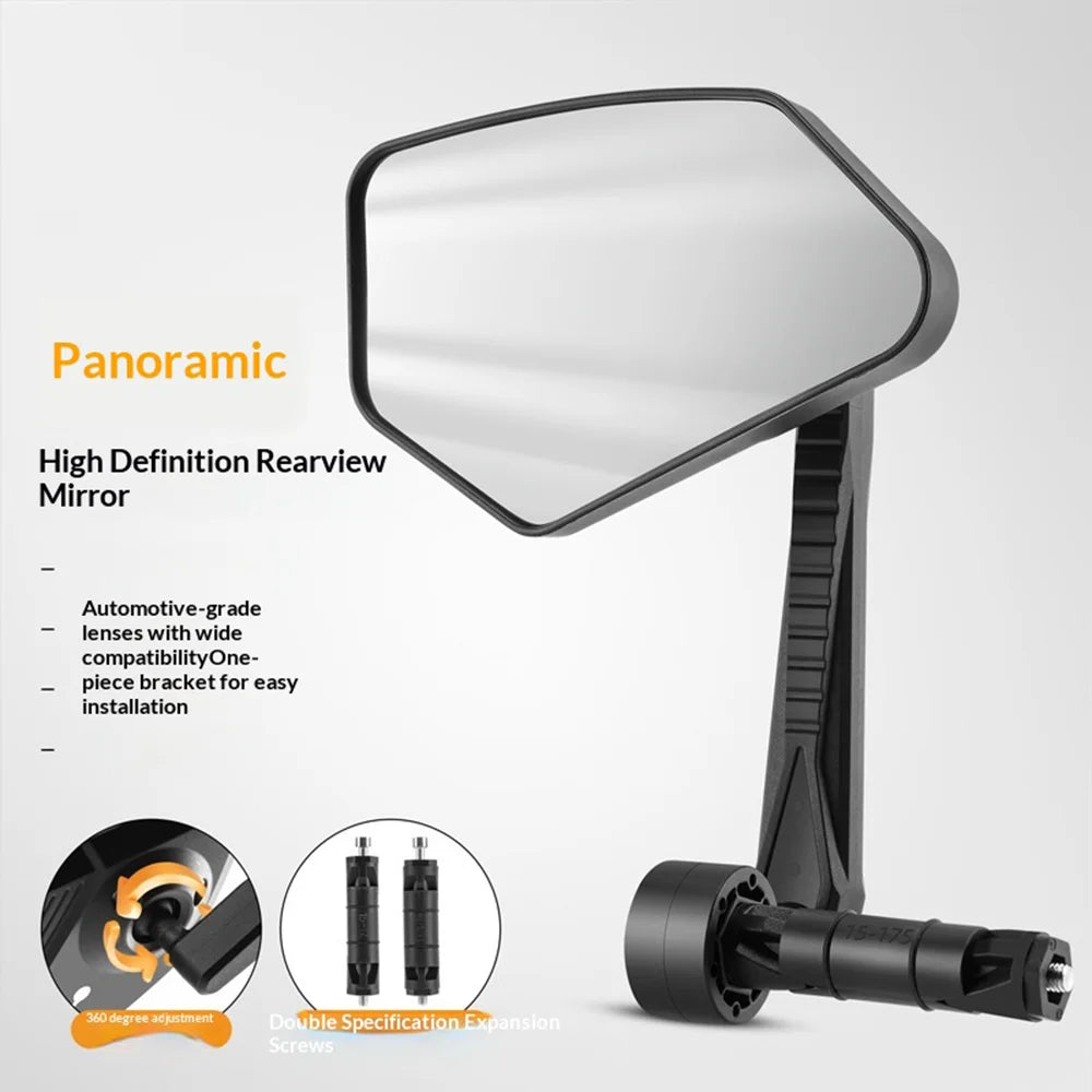 WEST BIKING YP0720054 1Pc Bicycle Rearview Mirror 360 Degree Adjustable Wide Angle Mirror for 15-20mm Bike Handlebar - Black - 3