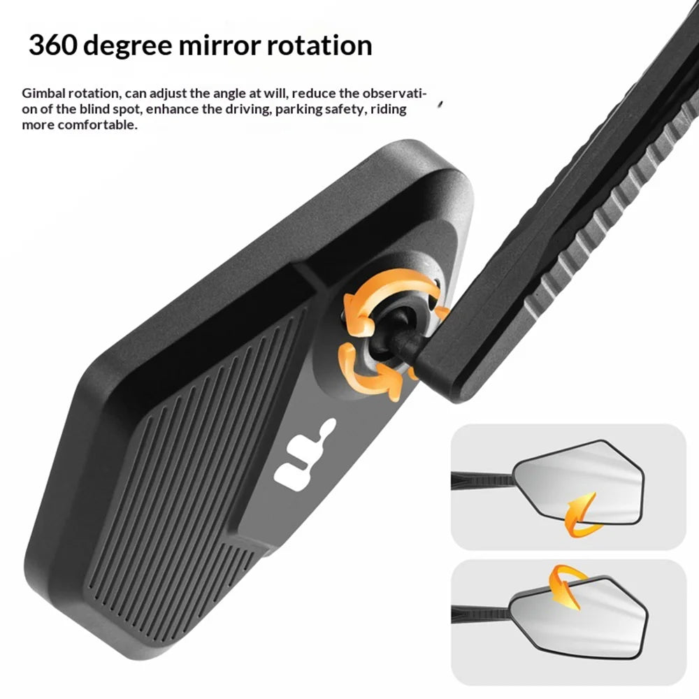 WEST BIKING YP0720054 1Pc Bicycle Rearview Mirror 360 Degree Adjustable Wide Angle Mirror for 15-20mm Bike Handlebar - Black - 4