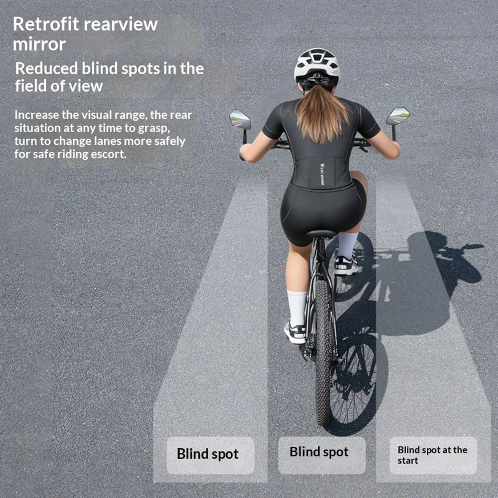 WEST BIKING YP0720054 1Pc Bicycle Rearview Mirror 360 Degree Adjustable Wide Angle Mirror for 15-20mm Bike Handlebar - Black - 6