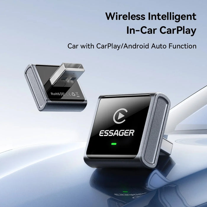 ESSAGER CP027 Wireless CarPlay Adapter Convert Wired to Wireless Auto Dongle for iPhone Android - Black - 4