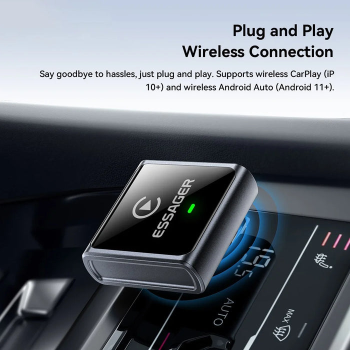 ESSAGER CP027 Wireless CarPlay Adapter Convert Wired to Wireless Auto Dongle for iPhone Android - Black - 5