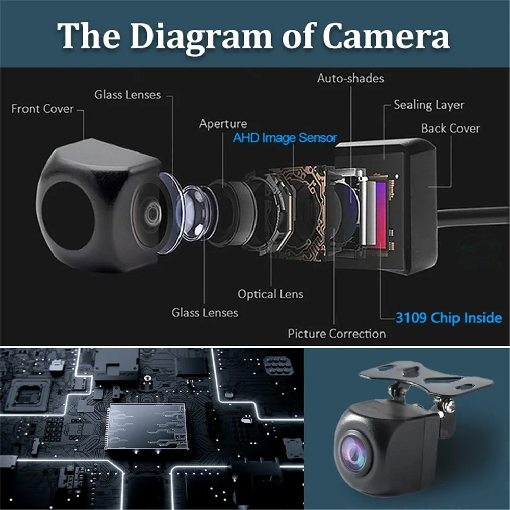 CT31 Car Rear View Camera AHD 1080P Horizontal 120-degree Viewing Angle Backup Camera IP68 Waterproof License Plate Camera with Night Vision for DC 12V Universal Vehicles - 7