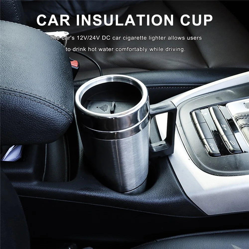 Car Lighter Kettle Boiler Mug Heating Cup Stainless Steel Car Travel Mug for Hot Water Coffee Tea (without FDA Certification) - 24V - 4
