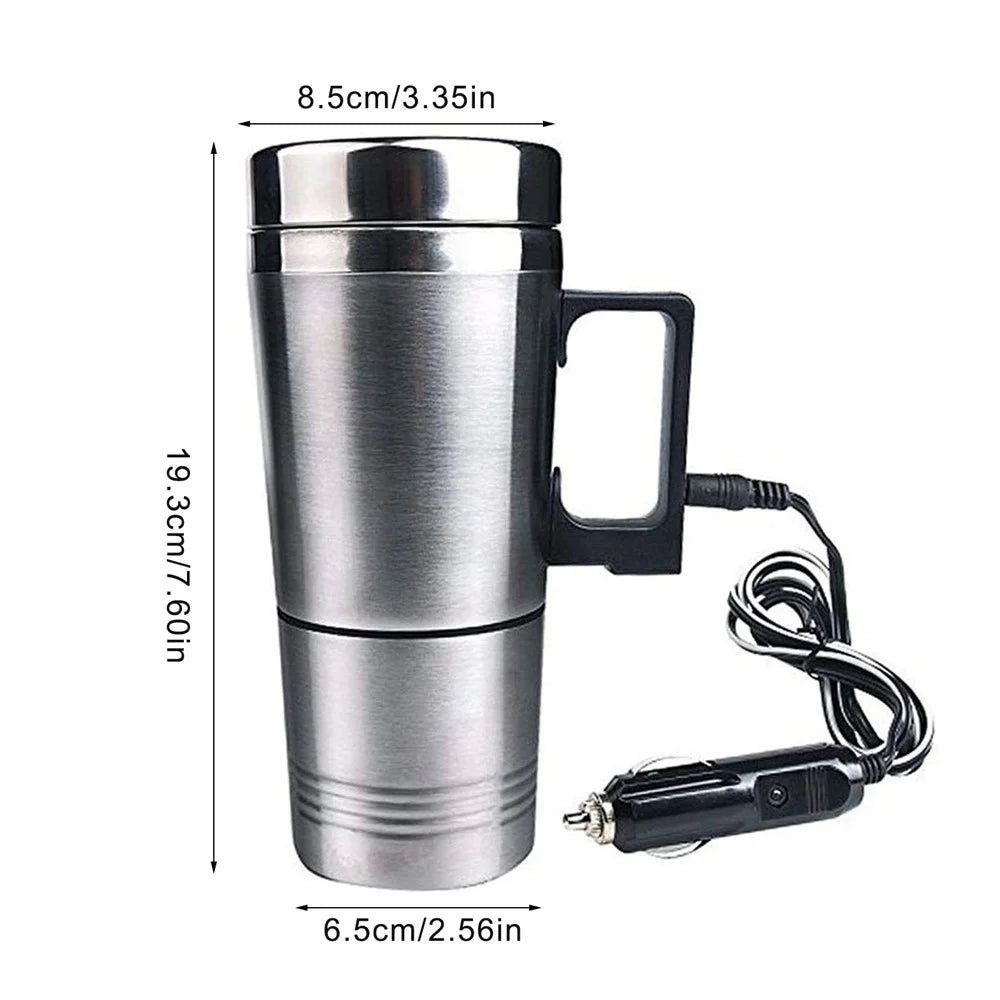 Car Lighter Kettle Boiler Mug Heating Cup Stainless Steel Car Travel Mug for Hot Water Coffee Tea (without FDA Certification) - 24V - 5