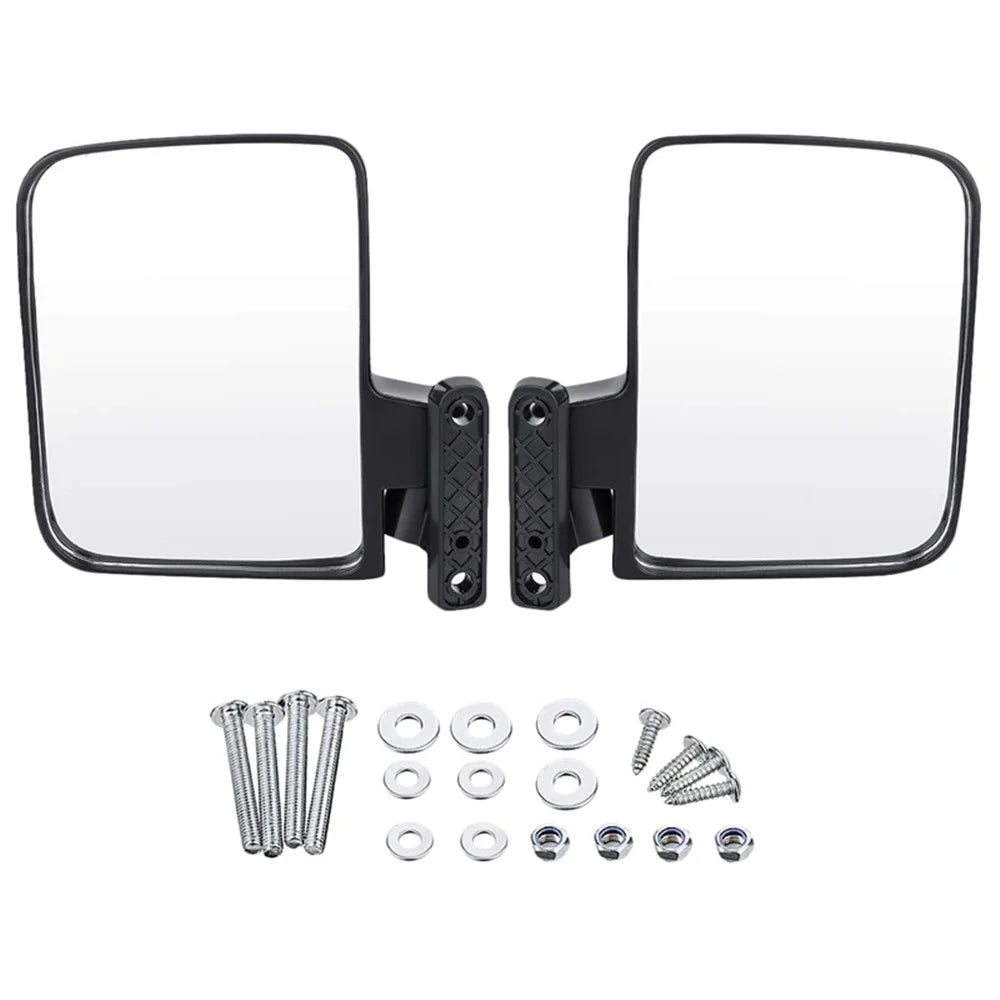 SF-GEF-01 One Pair Golf Cart Side Mirror Rear View Mirror Kit with Installation Screws - 1