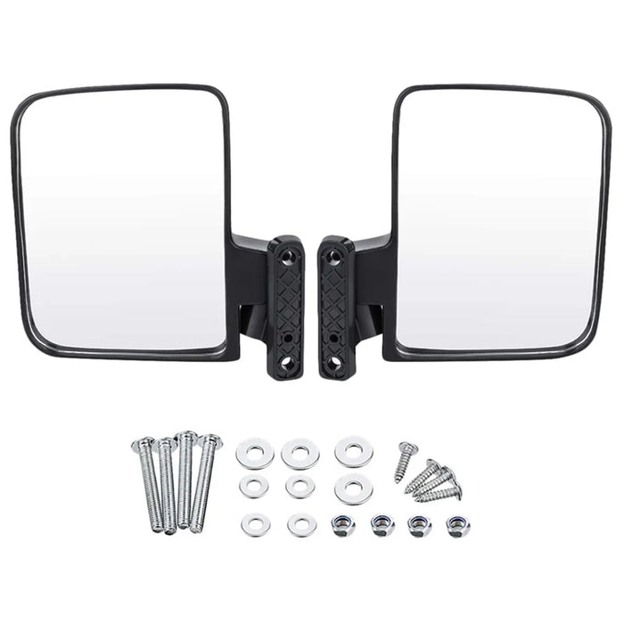SF-GEF-01 One Pair Golf Cart Side Mirror Rear View Mirror Kit with Installation Screws - 1