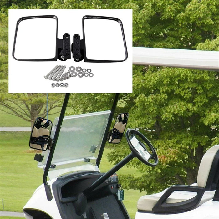 SF-GEF-01 One Pair Golf Cart Side Mirror Rear View Mirror Kit with Installation Screws - 2