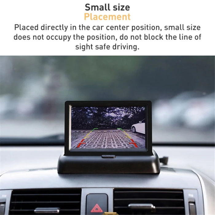 4.3 inch Foldable TFT-LCD Backup Camera Monitor Rear View Reverse Display Screen Car License Plate Camera for Parking - 2