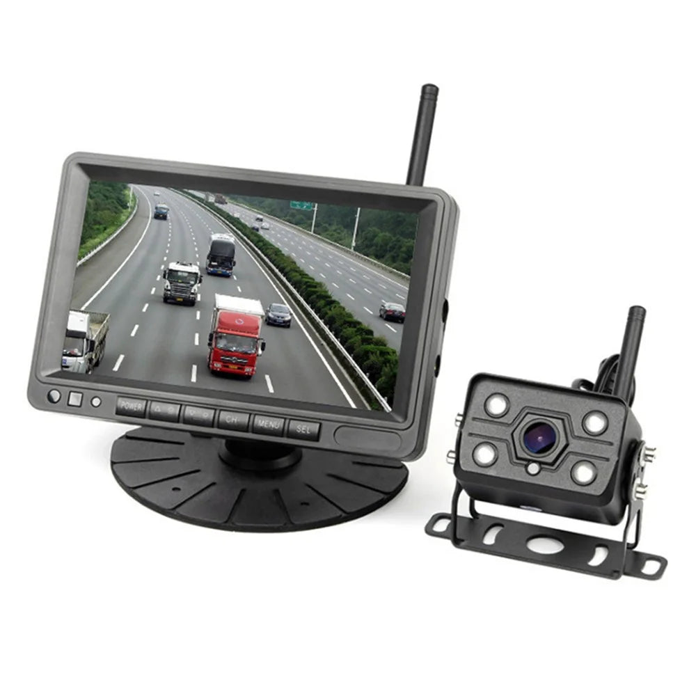 7" Car Monitor Wireless Rearview Blind Spot Reverse Camera Recorder Support Card Loop Recording - 1