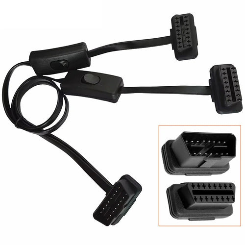 JUNSUNMAY 60cm OBD II 16 Pin Male to Dual Female Splitter Cord Diagnostic Extension Cable with Individually Power Switch - 1