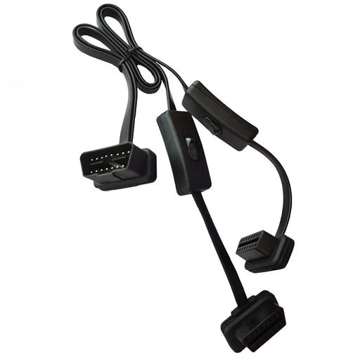 JUNSUNMAY 60cm OBD II 16 Pin Male to Dual Female Splitter Cord Diagnostic Extension Cable with Individually Power Switch - 2
