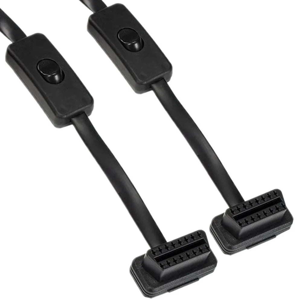 JUNSUNMAY 60cm OBD II 16 Pin Male to Dual Female Splitter Cord Diagnostic Extension Cable with Individually Power Switch - 3