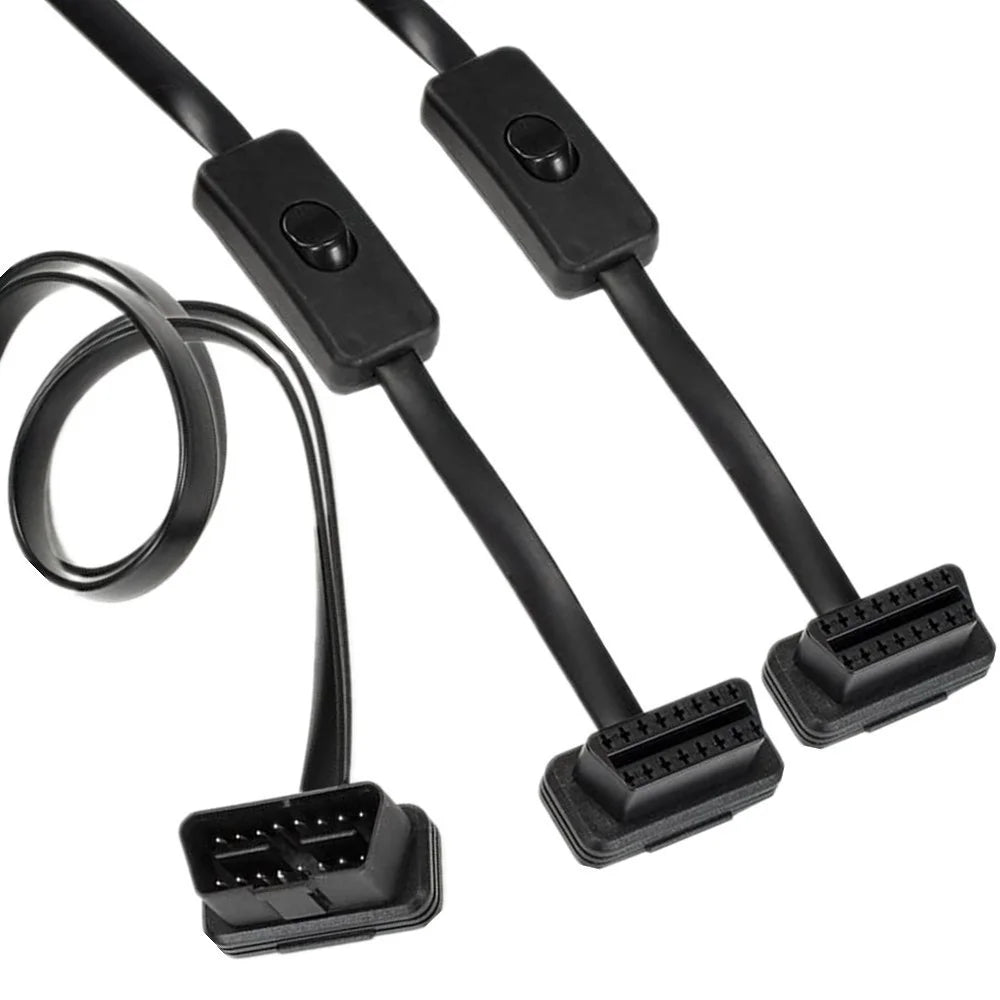 JUNSUNMAY 60cm OBD II 16 Pin Male to Dual Female Splitter Cord Diagnostic Extension Cable with Individually Power Switch - 4