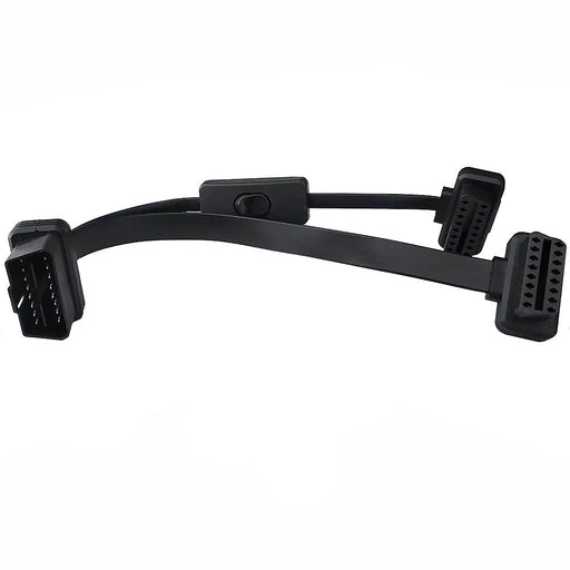 JUNSUNMAY 45cm OBD II 16 Pin Male to Dual Female Cord Adapter Extension Cable with 1 Power Switch - 1