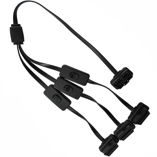JUNSUNMAY 60cm OBD II 16 Pin Male to 3 Female Extension Cable Car Diagnostic Extender Cord Adapter - 1