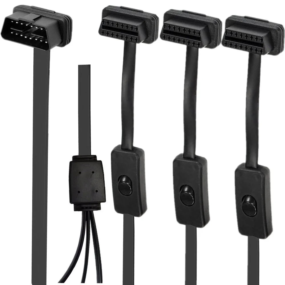 JUNSUNMAY 60cm OBD II 16 Pin Male to 3 Female Extension Cable Car Diagnostic Extender Cord Adapter - 2
