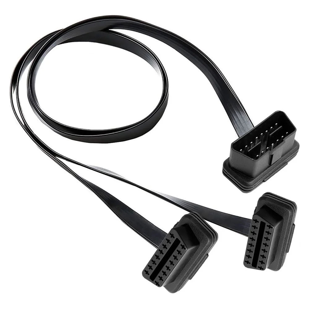 JUNSUNMAY 30cm OBD II 16 Pin Adapter Extension Cable Male to Dual Female Connector Cord - 4