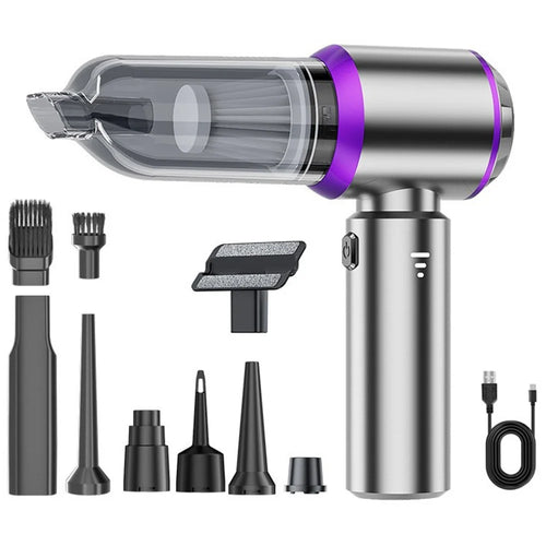 ST-6653 Rechargeable Brushless Motor Car Vacuum Cleaner High Power Handheld Car Home Cleaning Tool - Purple - 1