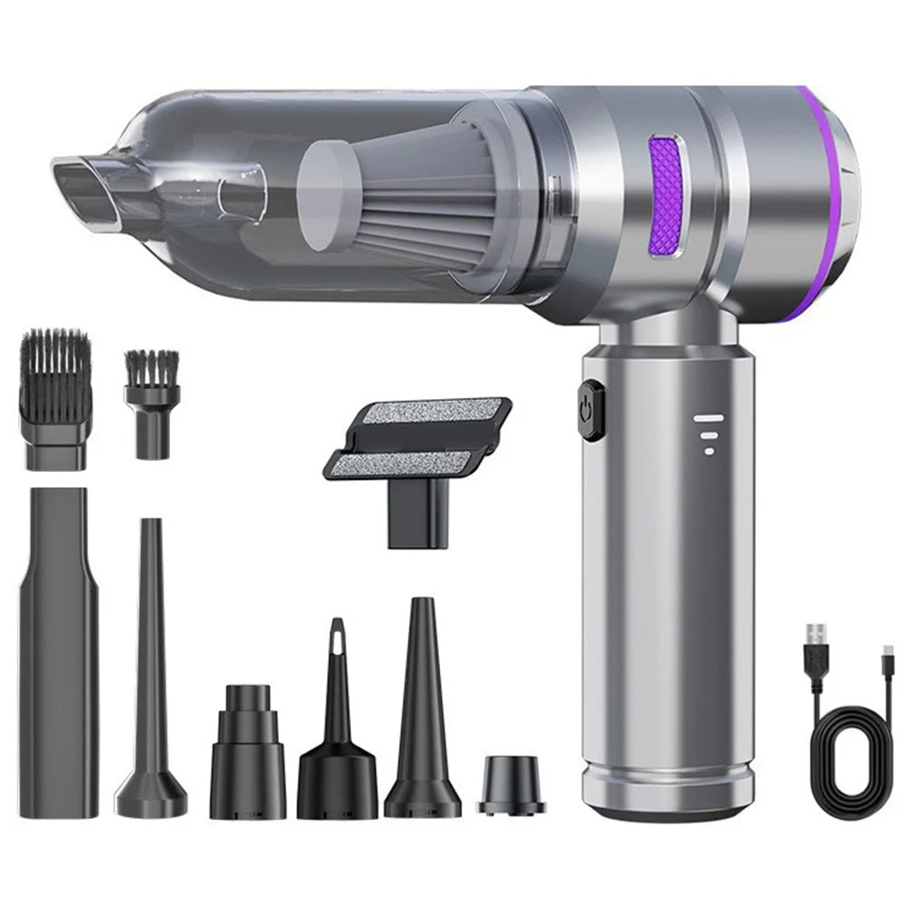 ST-6659 Brushless Motor Rechargeable Car Vacuum Cleaner Multifunction Handheld Car Home Cleaning Tool - Purple - 1
