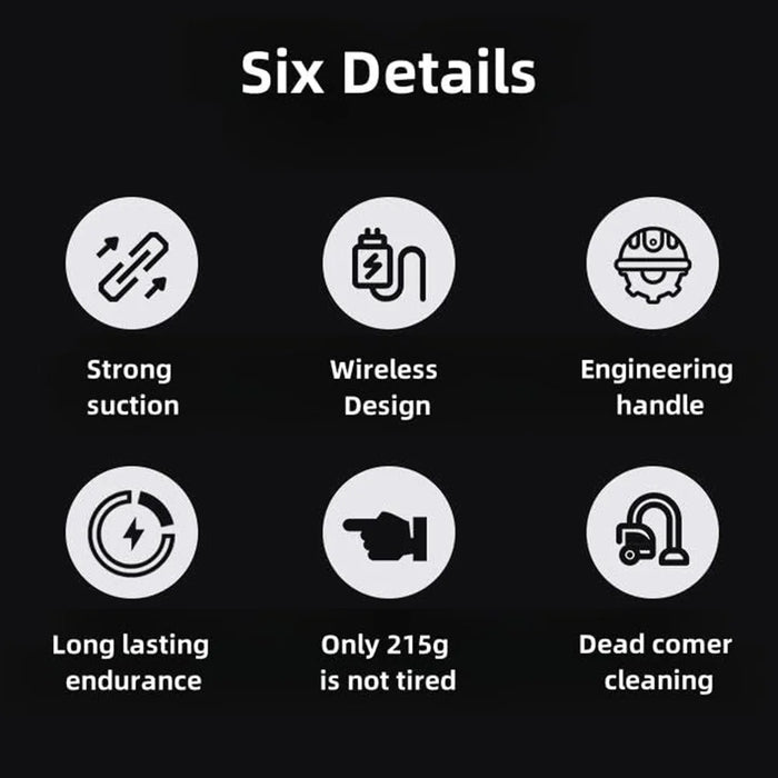 Rechargeable Car Vacuum Cleaner High Power Handheld Car Home Cleaning Tool, 800mAh Battery - 3