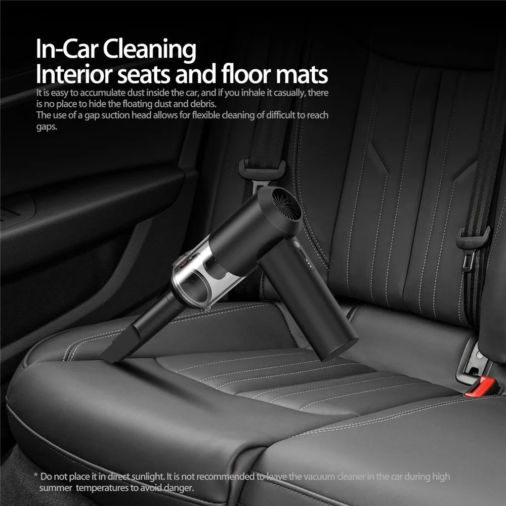 S1 Mini Cordless Vacuum Cleaner Folding High Power Suction 2-in-1 Handheld Vacuum Cleaner for Car, Home - Black - 6