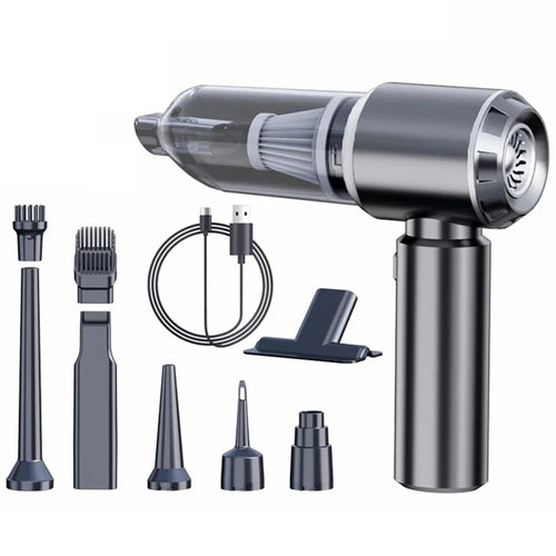 SUITU ST-6653Plus High Power Car Home Handheld Vacuum Cleaner Wireless Rechargeable Cleaning Tool - Silver+Grey - 1