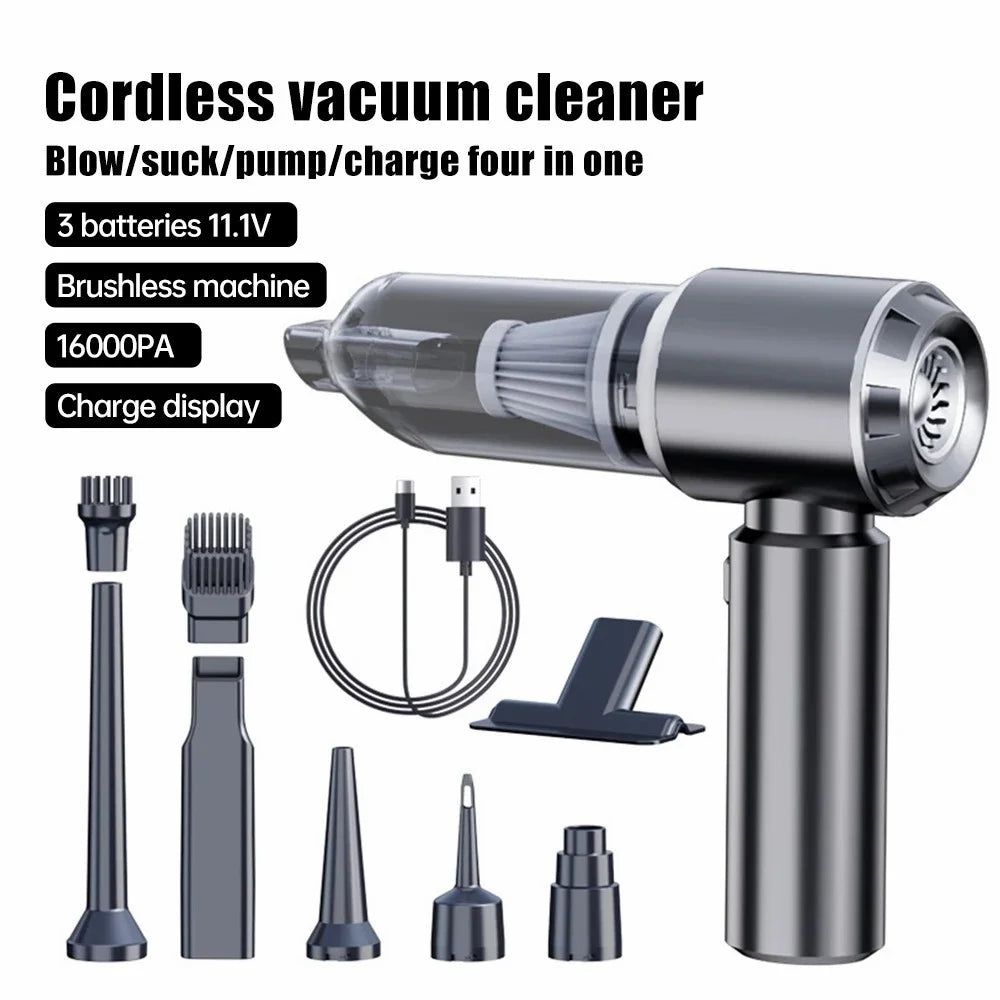 SUITU ST-6653Plus High Power Car Home Handheld Vacuum Cleaner Wireless Rechargeable Cleaning Tool - Silver+Grey - 2