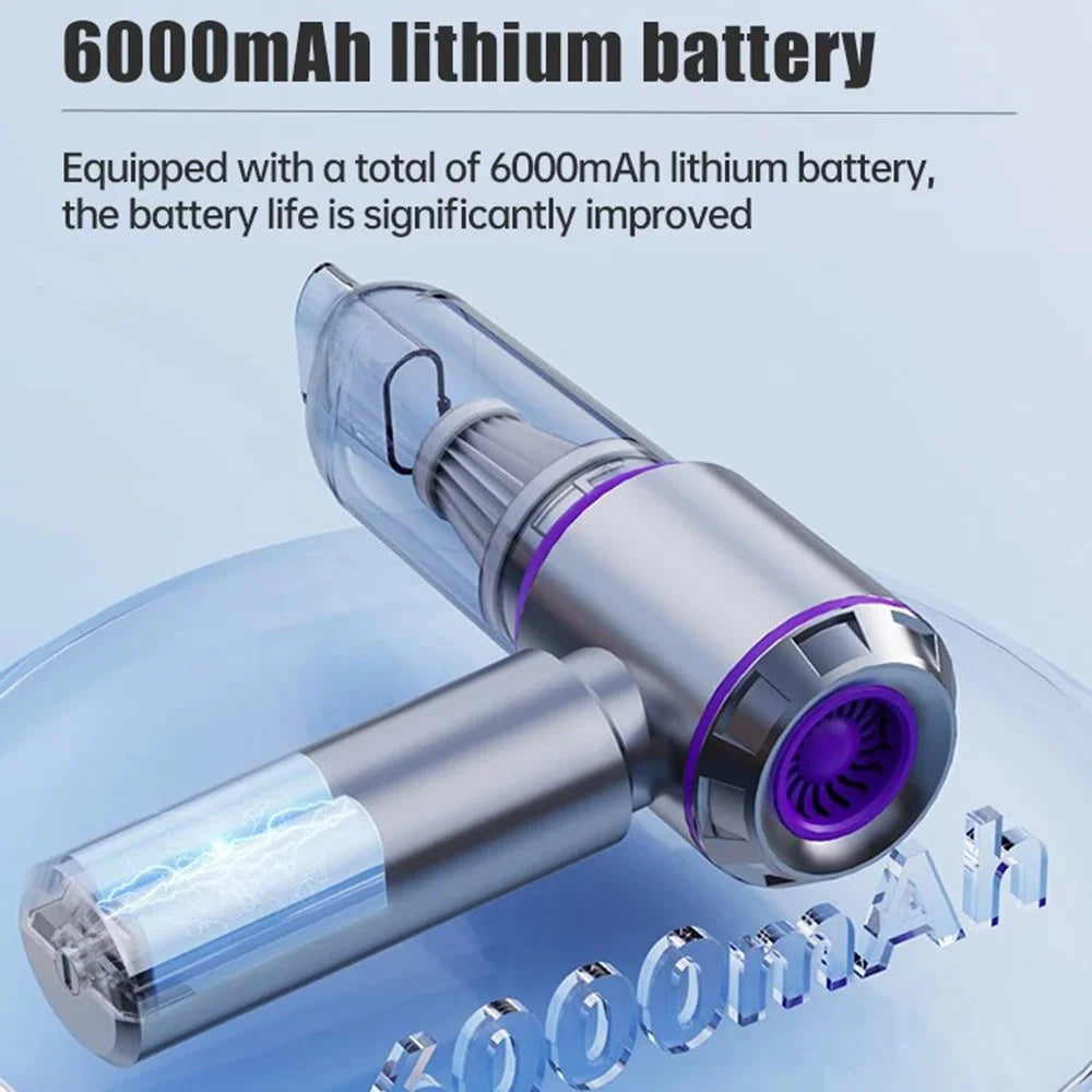 SUITU ST-6653Plus High Power Car Home Handheld Vacuum Cleaner Wireless Rechargeable Cleaning Tool - Silver+Grey - 6