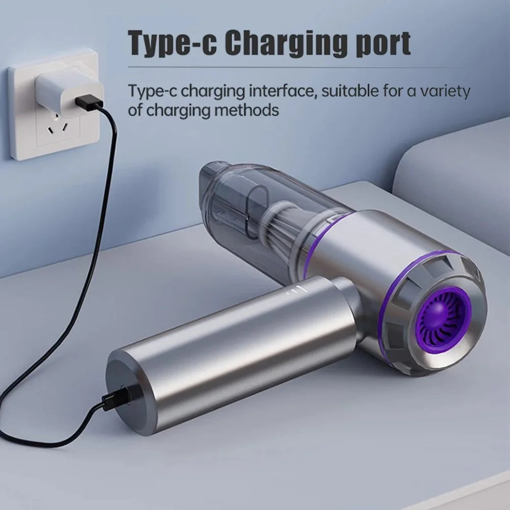 SUITU ST-6653Plus High Power Car Home Handheld Vacuum Cleaner Wireless Rechargeable Cleaning Tool - Silver+Grey - 7