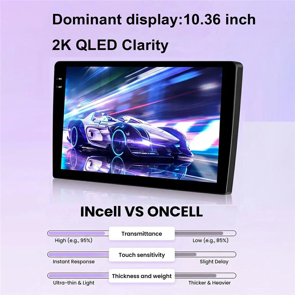 R915B 8+128GB 10.36 Inch 2K QLED Android 15 Wireless CarPlay 360 Degree Panoramic GPS Car Stereo with 1080P Rear View Camera - Black - 2