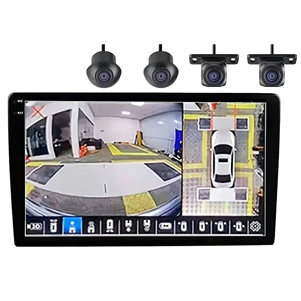 R915C 8+128GB 10.36 Inch 2K QLED Android 15 Wireless CarPlay GPS Car Stereo with 360 Degree Panoramic Camera - Black - 1