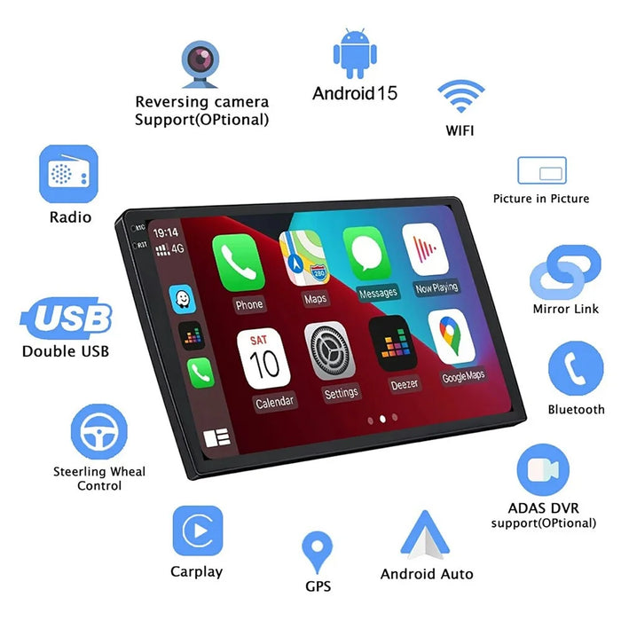 R915C 8+128GB 10.36 Inch 2K QLED Android 15 Wireless CarPlay GPS Car Stereo with 360 Degree Panoramic Camera - Black - 5