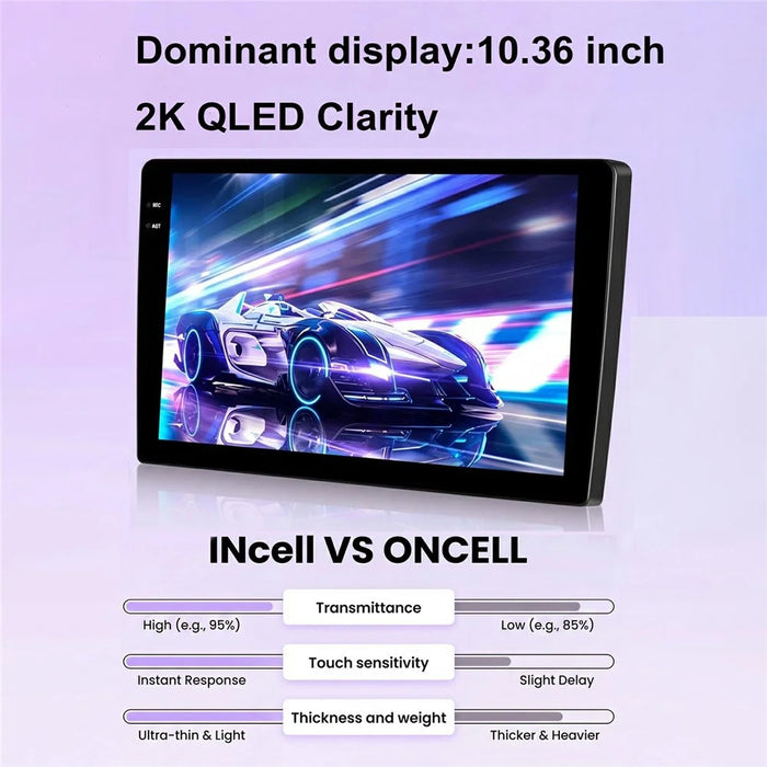 R916A 8+256GB 10.36 inch 2K QLED Android 15 Wireless CarPlay 360 Degree Panoramic GPS Car Stereo (without Camera) - Black - 2