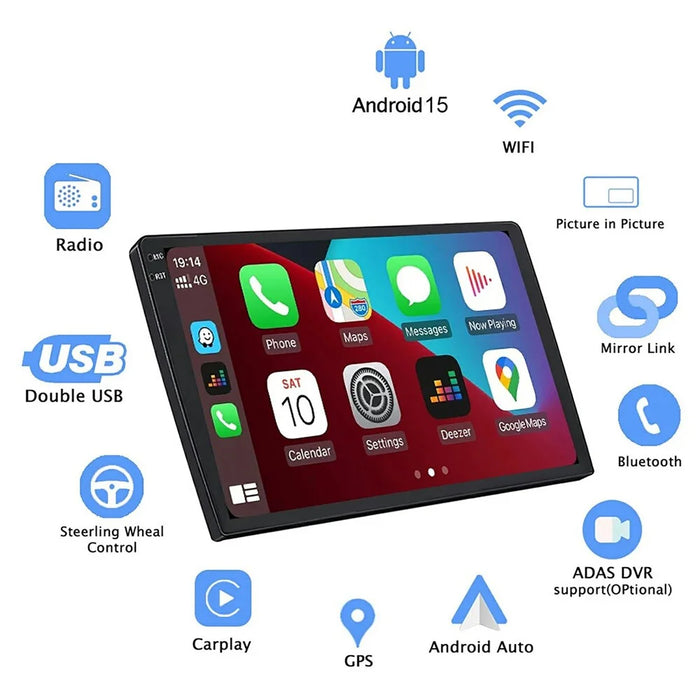 R916A 8+256GB 10.36 inch 2K QLED Android 15 Wireless CarPlay 360 Degree Panoramic GPS Car Stereo (without Camera) - Black - 4