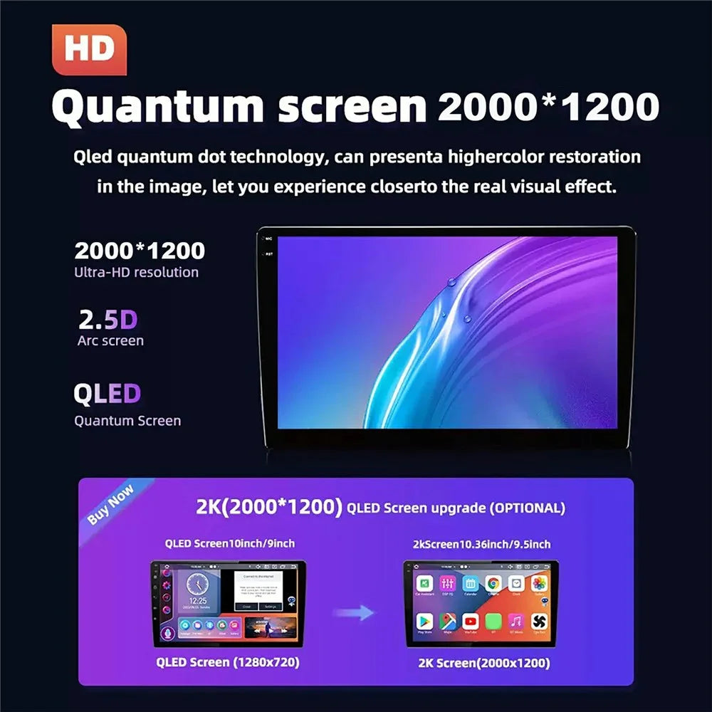 R916B 8+256GB 10.36 inch 2K QLED Android 15 Wireless CarPlay 360 Degree Panoramic GPS Car Stereo with 1080P Rear View Camera - Black - 7