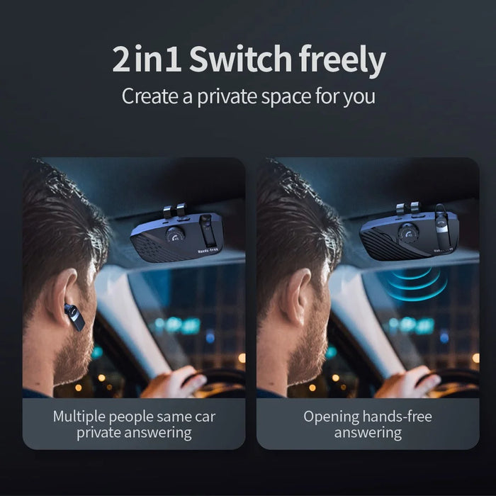 SP16 2 in 1 Portable Sun Visor Hands-free Bluetooth-compatible Speakerphone Smart Vibration Power ON Wireless Car Kit with Earphone/Back Clip Support for Siri Google Voice Control - 3