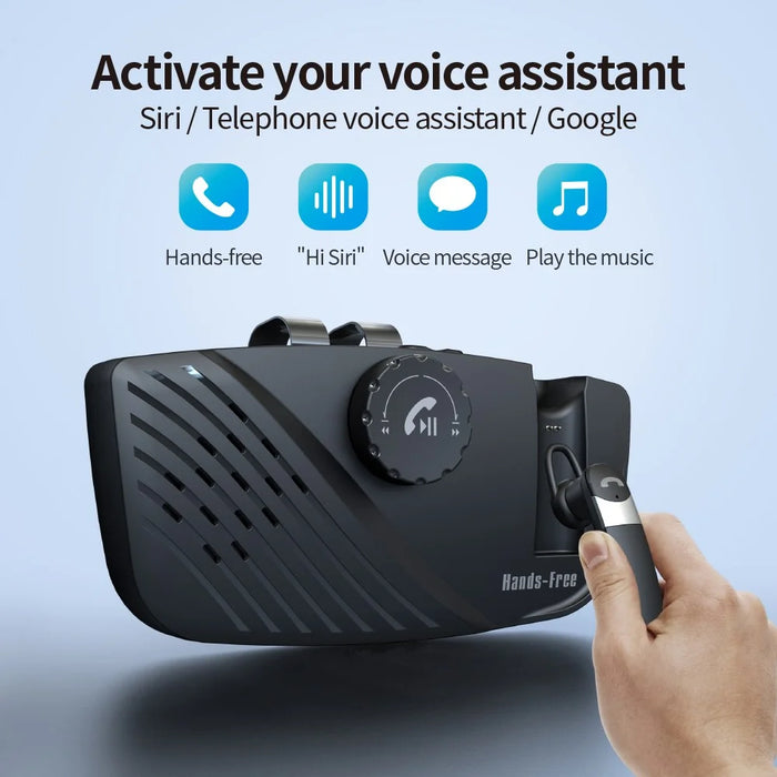 SP16 2 in 1 Portable Sun Visor Hands-free Bluetooth-compatible Speakerphone Smart Vibration Power ON Wireless Car Kit with Earphone/Back Clip Support for Siri Google Voice Control - 4