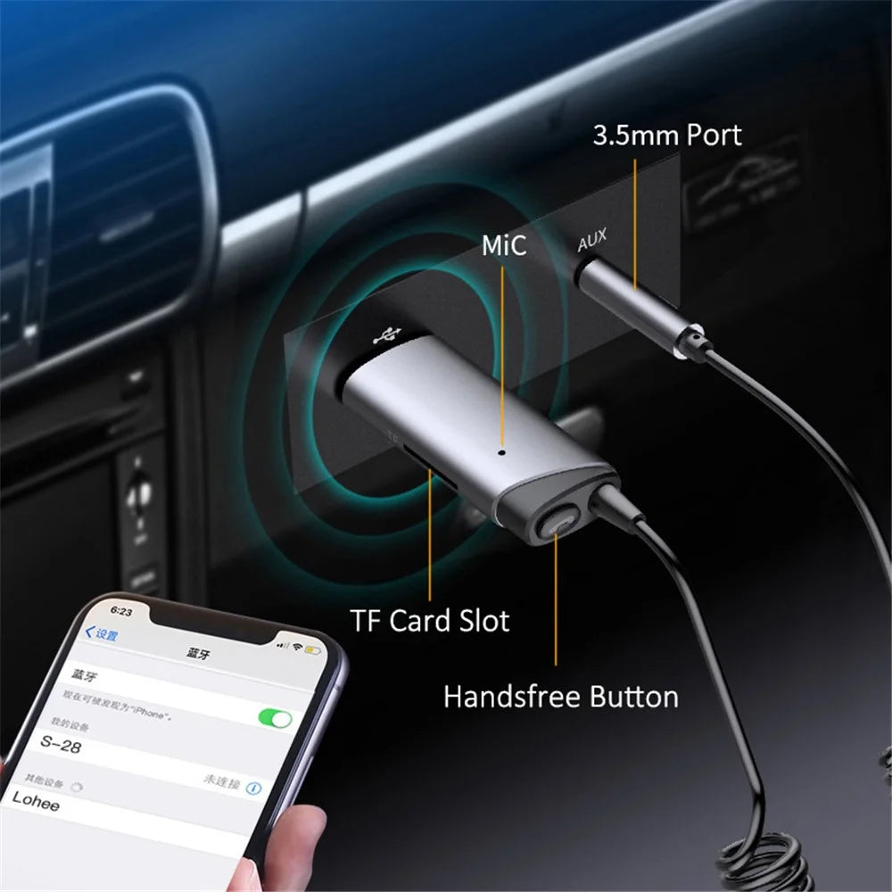 LOHEE S-28 Bluetooth-compatible 5.0 Receiver AUX Adapter Car Bluetooth-compatible Connector HD Bluetooth-compatible Call - 5