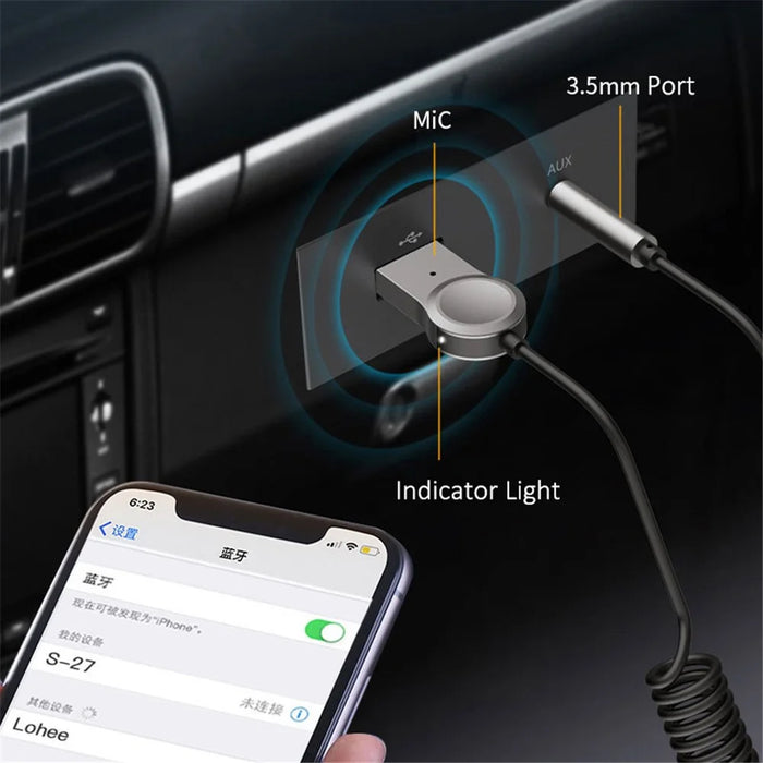 LOHEE S-27 Bluetooth-compatible 5.0 Receiver with Microphone Bluetooth-compatible Wireless Audio Adapter AUX Adapter - 6