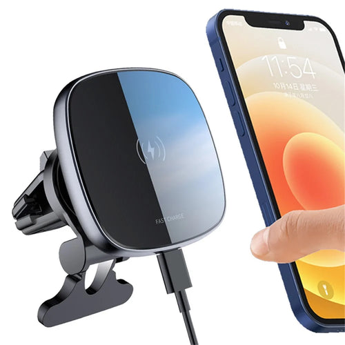 LOHEE W-26 Car Magnetic Wireless Charger Air Vent 15W Fast Charging Station Phone Holder 360-degree Rotating for iPhone 12/13 Series - 1