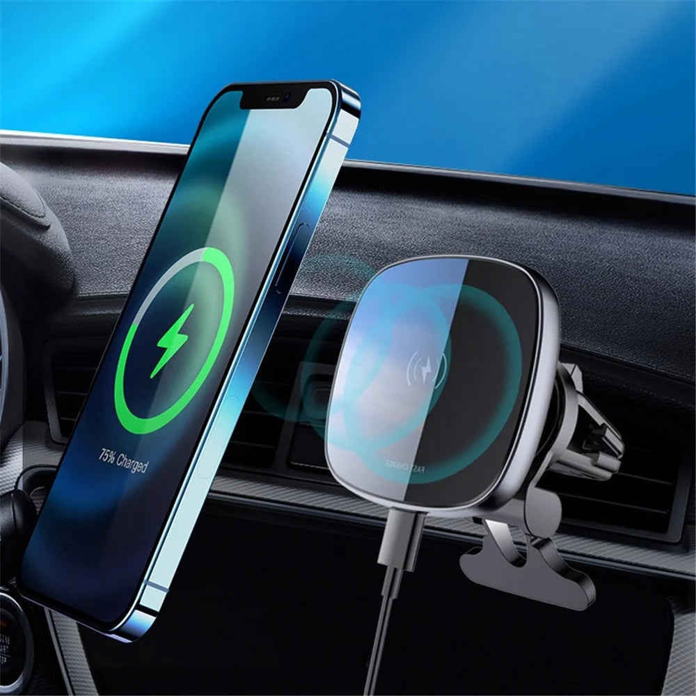 LOHEE W-26 Car Magnetic Wireless Charger Air Vent 15W Fast Charging Station Phone Holder 360-degree Rotating for iPhone 12/13 Series - 3