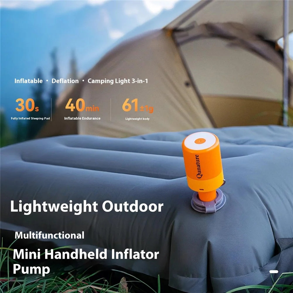 QUNATURE Outdoor Mini Electric Air Pump Magnetic Camping Hanging Lamp Swimming Ring Air Mattress Inflator - Orange - 3