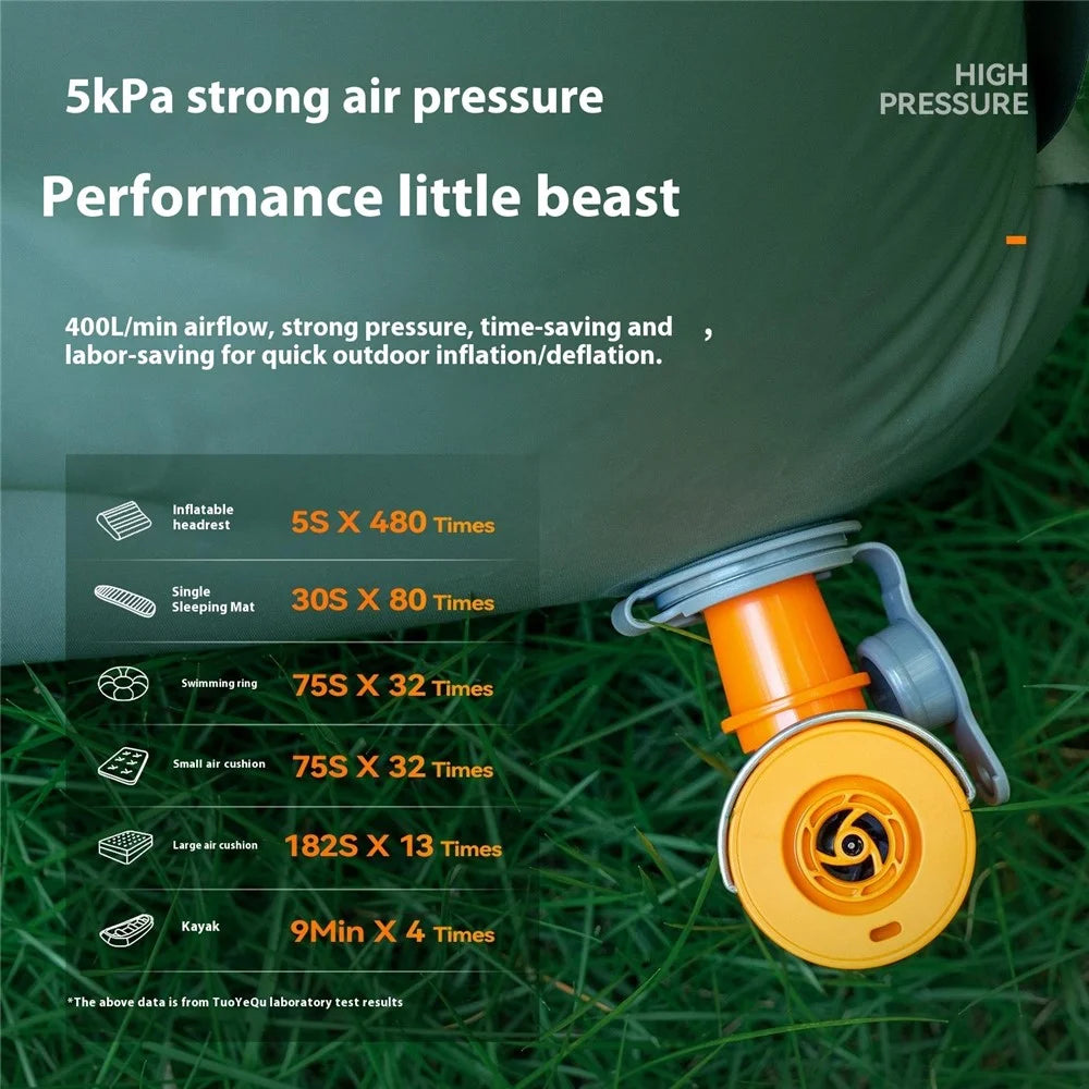 QUNATURE Outdoor Mini Electric Air Pump Magnetic Camping Hanging Lamp Swimming Ring Air Mattress Inflator - Orange - 6