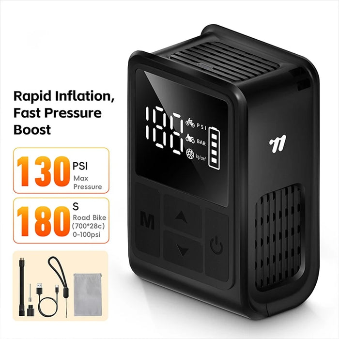 WEST BIKING YP0711196 High Pressure Electric Bike Pump Digital Display Portable Air Compressor for Bicycle Motorcycle Car - Black - 3