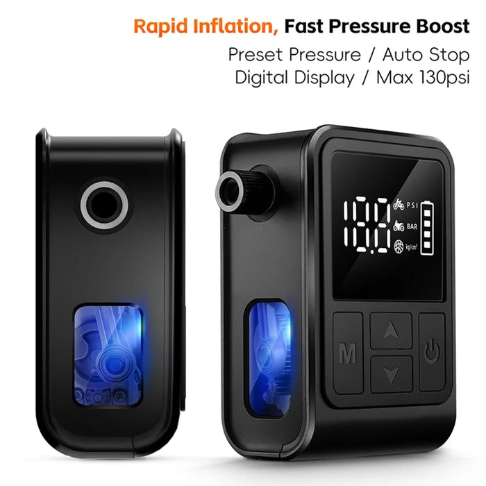 WEST BIKING YP0711196 High Pressure Electric Bike Pump Digital Display Portable Air Compressor for Bicycle Motorcycle Car - Black - 4