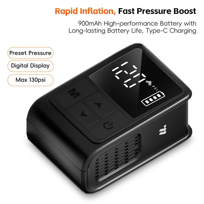 WEST BIKING YP0711196 High Pressure Electric Bike Pump Digital Display Portable Air Compressor for Bicycle Motorcycle Car - Black - 5