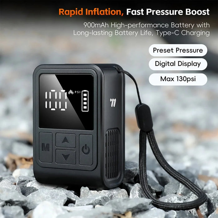 WEST BIKING YP0711196 High Pressure Electric Bike Pump Digital Display Portable Air Compressor for Bicycle Motorcycle Car - Black - 7
