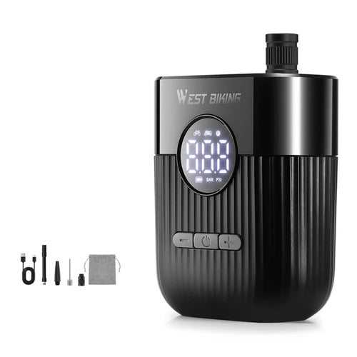 WEST BIKING YP0711201 Electric Air Pump Portable Inflator with Digital Display for Bike / Motorcycle Tires - Black - 1