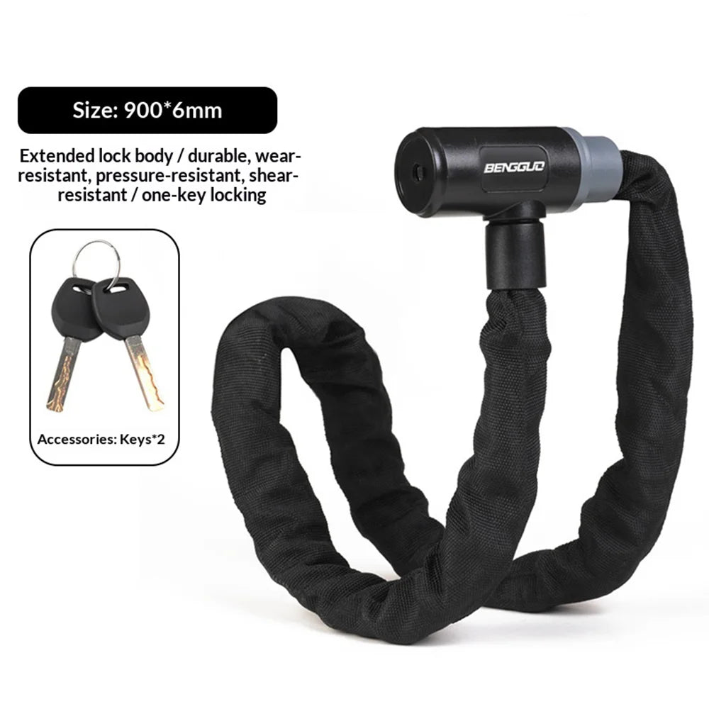 BENGGUO Anti Theft Bike Chain Lock for Bicycle/Motorcycle/Electric Scooter Portable Zinc Alloy Core Security Lock - 6x900mm - 2