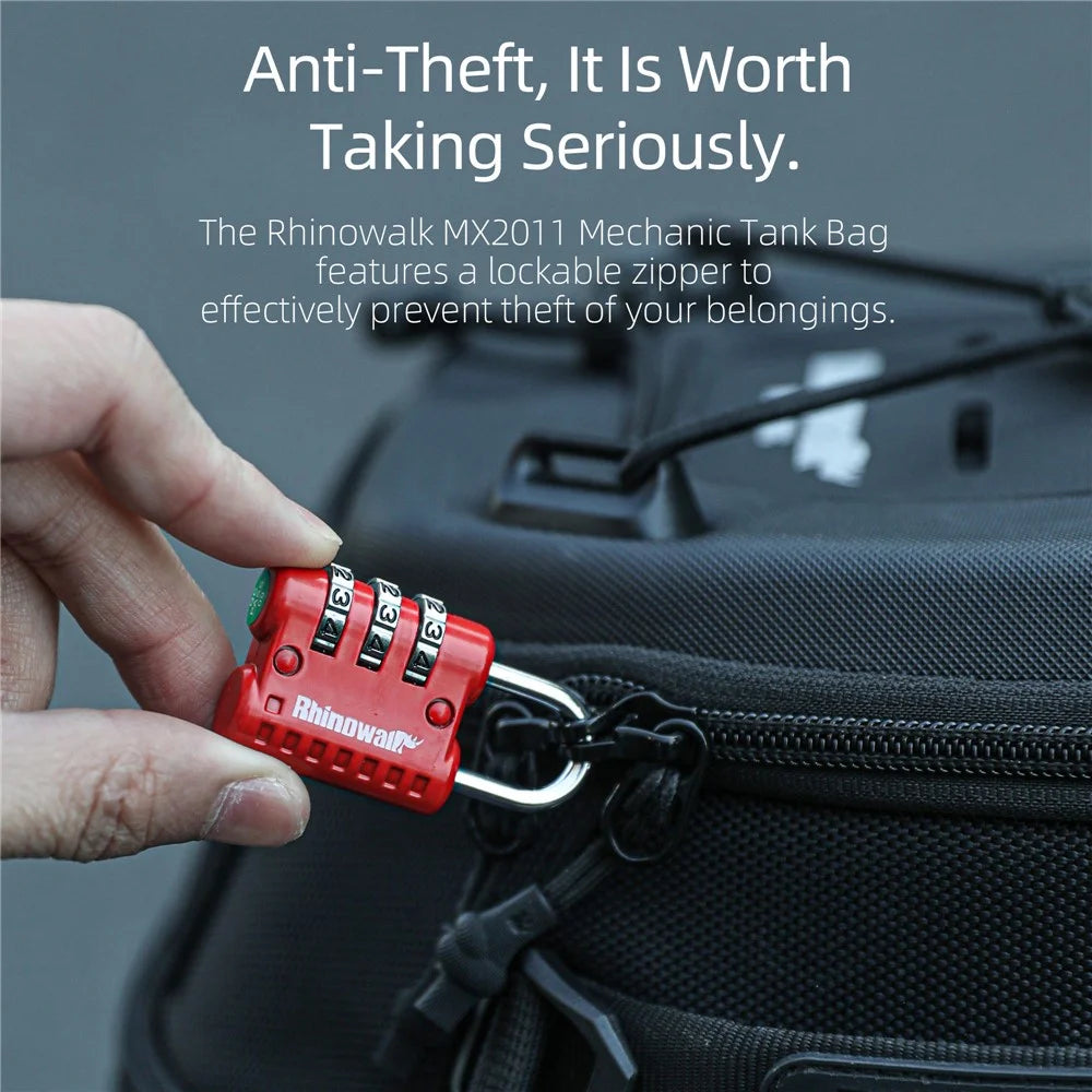 RHINOWALK XM10202 3-digit Combination Lock for Motorcycle Bag Zinc Alloy Anti-Theft Luggage Lock - 3